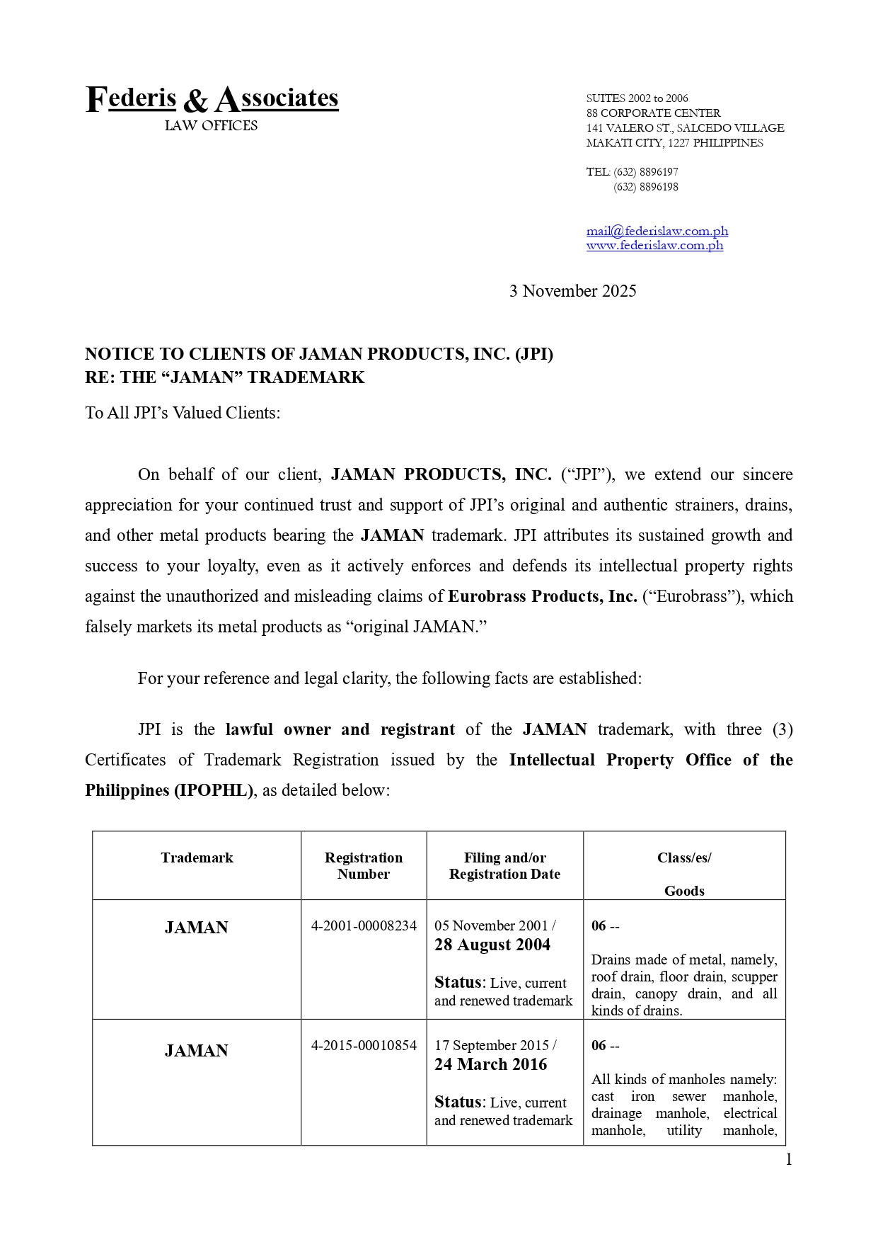JPI Notice 1